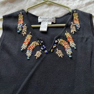 Joseph A beaded black knit tunic